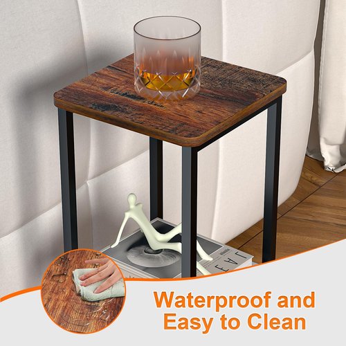 GHIMIGN 10" Wide Square Drink Table with Adjustable Feet - 3-Tier Small Side Table for Apartments, Balcony & Office | Space-Saving, Lightweight & Multi-Functional (Plants, Books, Drinks)