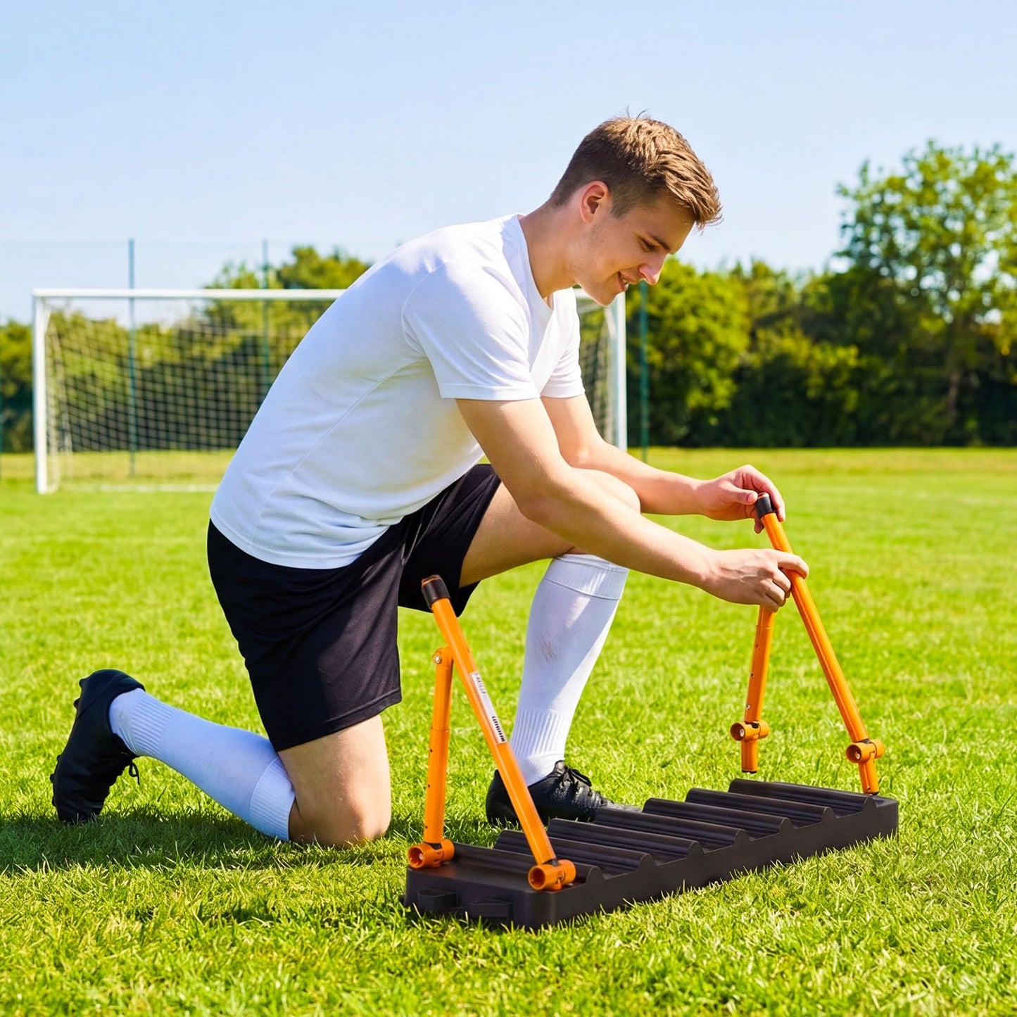 VEVOR 6-in-1 Soccer Rebounder Board, 37.4 x 9.8 in Portable Soccer Rebound Wall, Dual Surface Sports Kick Back Trainer, 3 Adjustable Angles Soccer Training Equipment for Passing, Control & Reflex