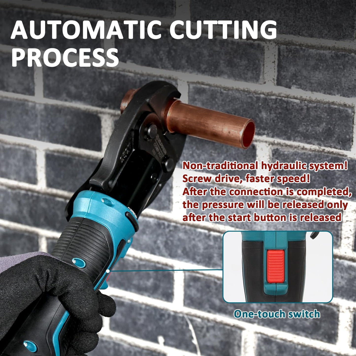 ZUPPER Compact Press Tool Kit,18V Electric Pipe Crimping Tool for 1/2", 3/4", 1" Copper Pipes Brushless Motor Compatible with Propress 2pcs 2Ah Battery
