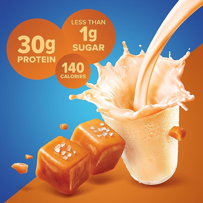 Pure Protein Salted Caramel Shake, Ready to Drink and Keto-Friendly, Vitamins A, C, D, and E Plus Zinc to Support Immune Health, 11 Oz, 12 Count