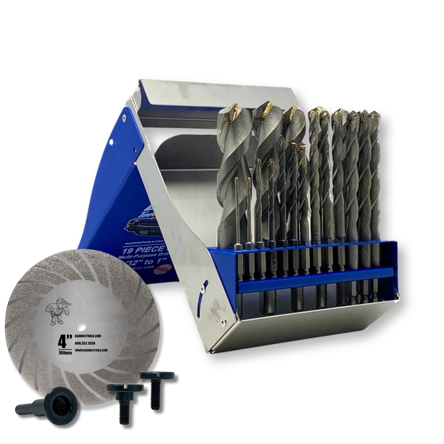 Bad Dog Multipurpose Drill Bits (19 Piece) with Diamond Sharpener Wheel