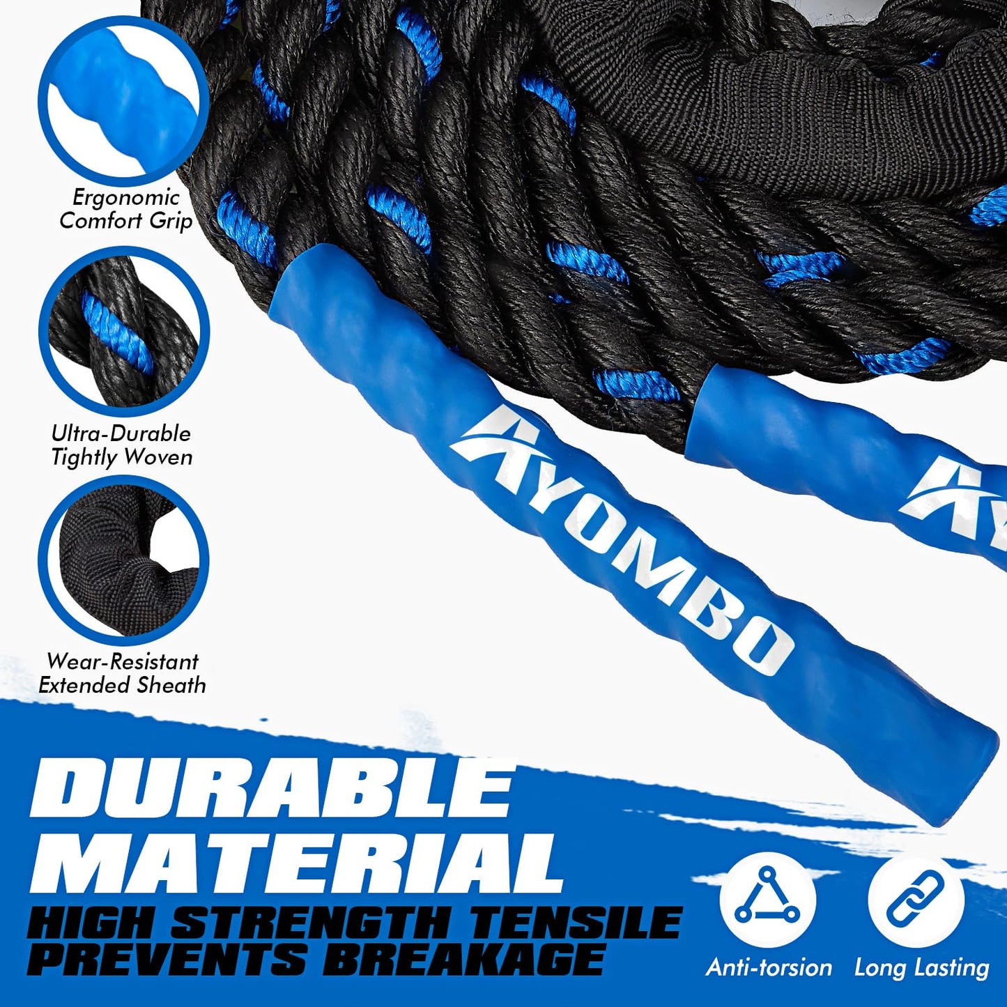 Ayombo Jump Rope, Weighted Jump Rope for Fitness, 1 lb Heavy Jump Ropes for Men Women Kids, Battle Skipping Ropes for Exercise, Training Muscle Strength Speed Home Gym Workout Equipment