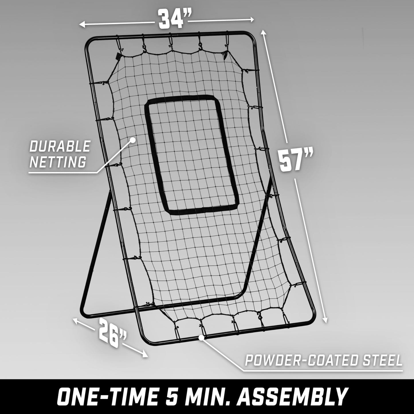 GoSports 5 x 3 ft Baseball & Softball Pitching and Fielding Rebounder - Pitch Back Return Net with Strike Zone