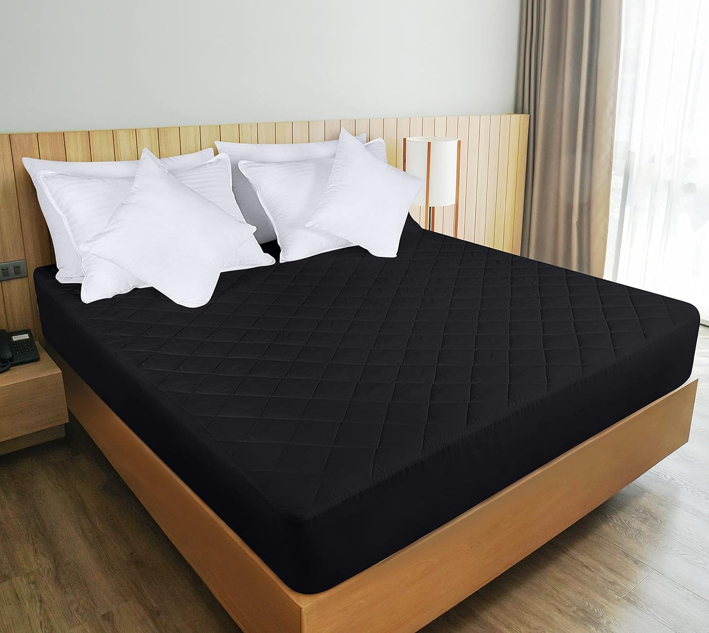 Utopia Bedding Quilted King Size Mattress Pad - Deep Pocket Protector, Machine Washable (Black)