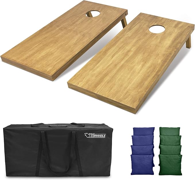 GoSports 4 ft x 2 ft Regulation Size Wooden Cornhole Boards Set - Includes Carrying Case - Full Regulation Size Bean Bag Toss Boards