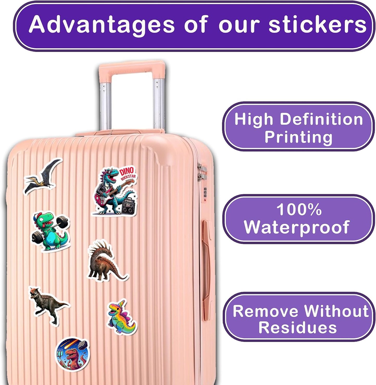 WESILY Pack 50 PCS Dinosaur Stickers Cute Kawaii Animal Vinyl Decals Waterproof Decor Party Favors Water Bottle Luggage