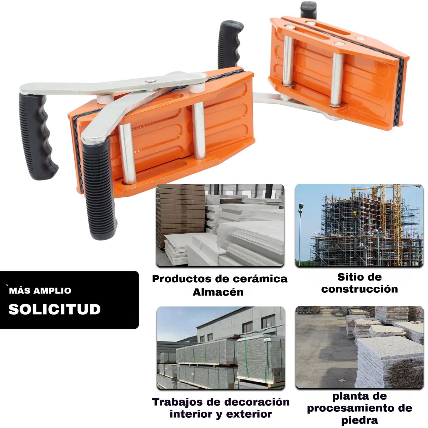 Maisutseb 2 PCS Double Handed Stone Carrying Clamps 880 LBS Heavy Duty Granite Panel lifting Transporting Tools with Non-slip Handles Panel Carriers for 2.36in(60mm) Marble Slab Glass Plywood