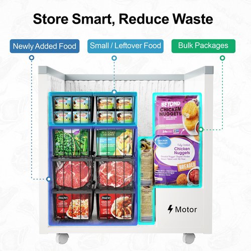 iSPECLE Deep Freezer Organizer Bins, 8 Pack Chest Freezer Baskets for 7 Cu.Ft, Stackable Wire Chest Freezer Organizer Bins for Small Food, Strong Metal with Handles for Meat and Veggies, Black
