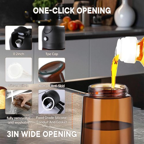 LAKUMIQI Olive Oil Sprayer - 2-in-1 16oz Glass Dispenser & Mister | Non-Aerosol, Leak-Resistant for Cooking & BBQ