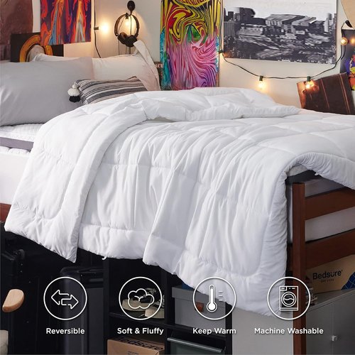 Bedsure Comforter Duvet Insert - All-Season Twin XL Quilted Bedding, GentleSoft Down Alternative, White 92 x 68 Inches