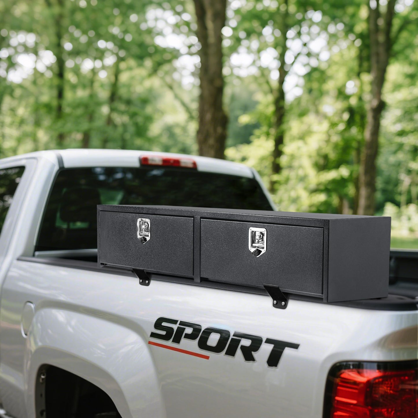 GarveeTech Black Steel Underbody Truck Tool Box with t-Handle Lock Latch, Truck Storage Organizer Tool Box Chest, Heavy Duty Under Body Toolbox for Pick Up, Truck, RV, Trailer，60 x 16 x 13 Inch