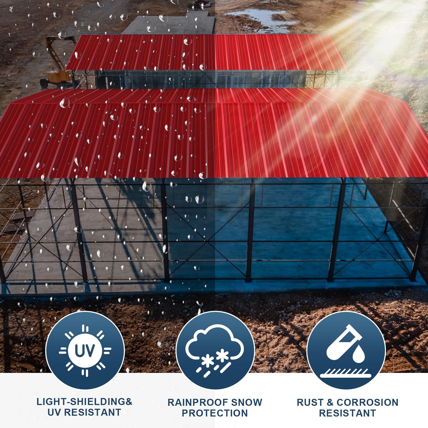 12 Pack PPGI Metal Roofing Panels, 72" x 36", 28 Gauge, 216 Sq. Ft. Coverage, Prepainted Galvanized Steel Sheets for Residential, Commercial, Pergolas, Gazebos, Fencing, and Patio Roofs（Red）