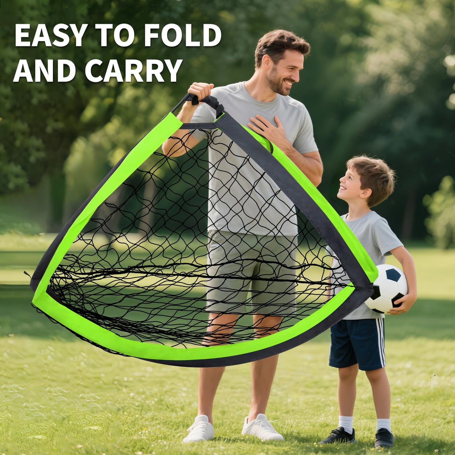 2 Set Kids Soccer Goals for Backyard with Training Equipment, 5×3 Portable Foldable Practice Nets with Ball, Dice & Mat, Cones, Air Pump and Carry Bag for Toddler Youth Outdoor Sports Game
