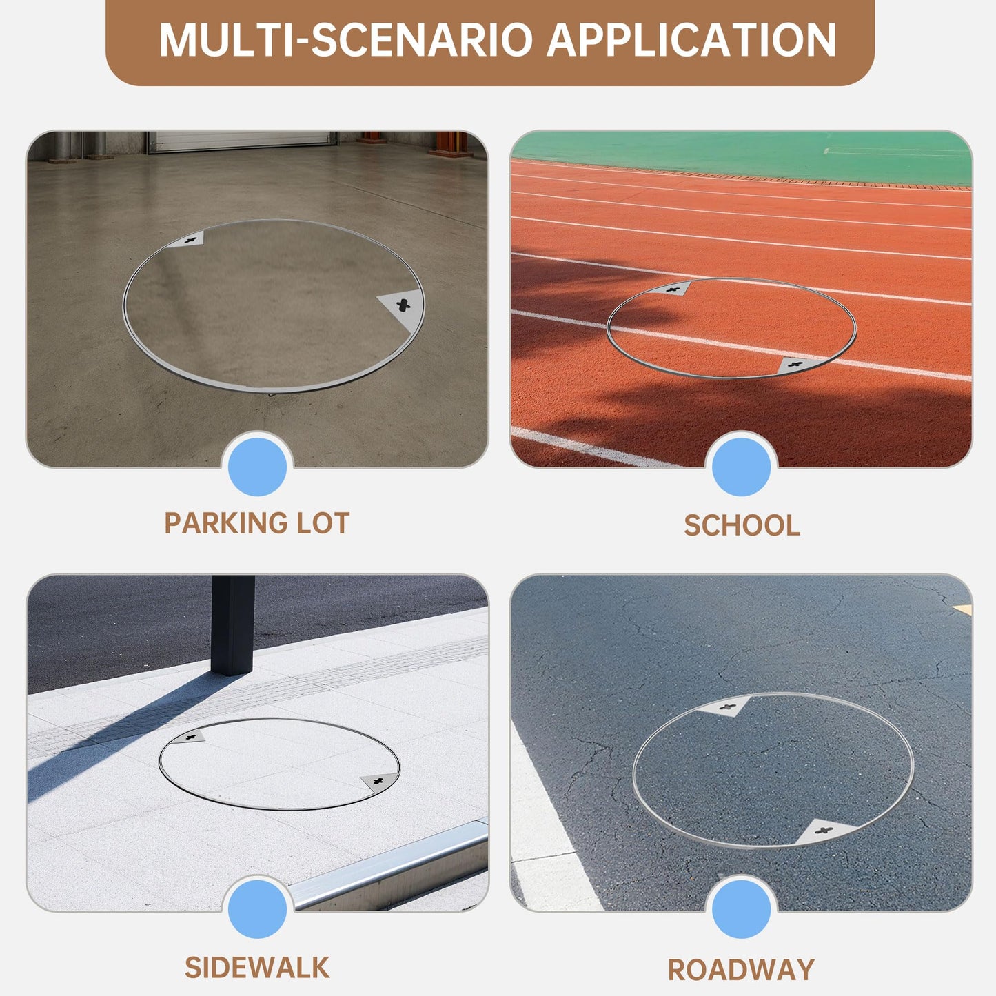24 inch Stainless Steel Invisible Manhole Cover, Round Embedded Septic Tank Cover with Frame and Lifting Hooks, for Yard/Pavement