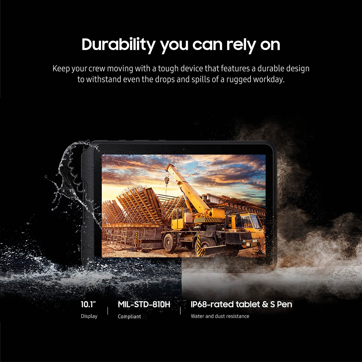 Samsung Galaxy TabActive4 Pro 10.1” 128GB Wi-Fi Android Work Tablet, LTE Unlocked, 6GB RAM, Rugged Design, Sensitive Touchscreen, Long-Battery Life-for Workers, SM-T630NZKEN20, Black