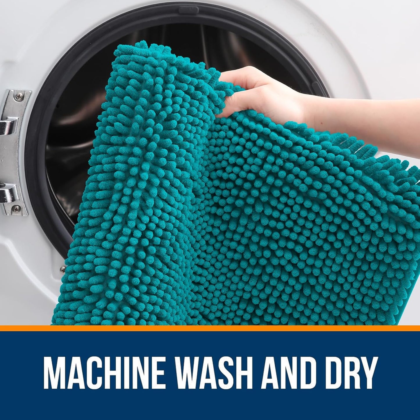 OLANLY Bathroom Rugs - Extra Soft Chenille Bath Mats | Quick Dry, Machine Washable, 36x24, Deep Lake