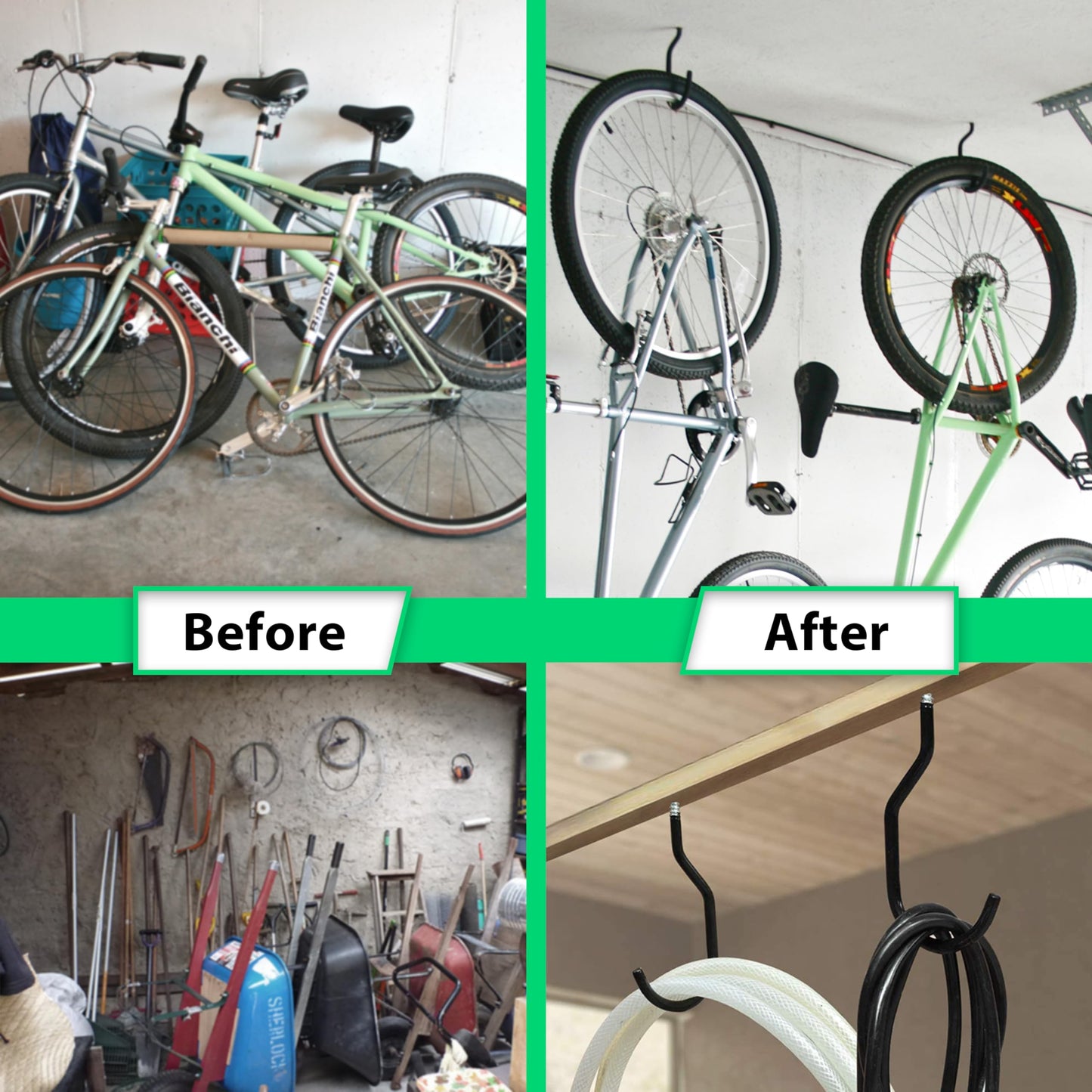 Etoolia 6 Pack Heavy Duty Garage Bike Storage and Utility Hooks-5.7 Inches for Garage Wall and Ceiling-Garage Hooks for Hanging Bicycle,Hose,Cords,and Garden Tools
