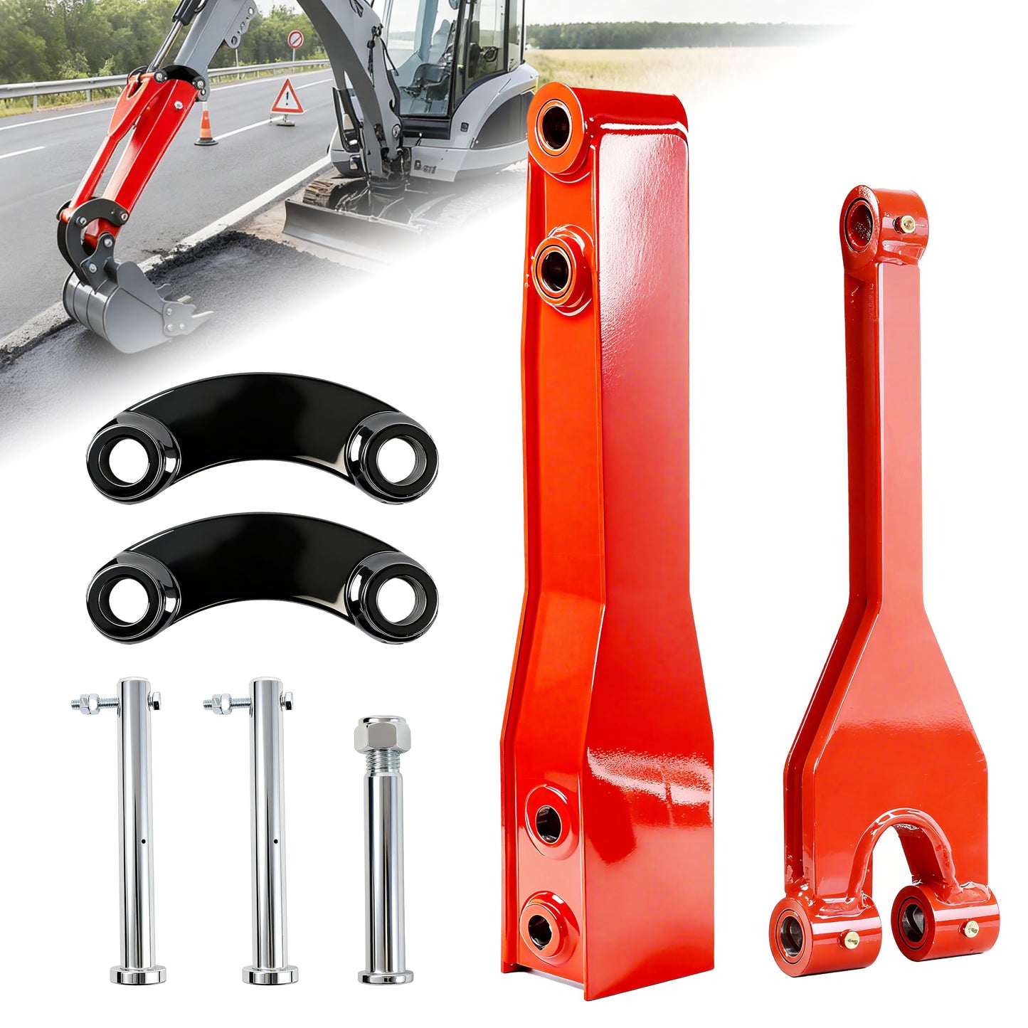 26" Mini Excavator Arm Extension for 0.8-2 Ton Machines Quick Attach Ditch Digging and Trenching Boom Heavy-Duty Steel Construction Mini Excavator Accessories for Extended Reach
