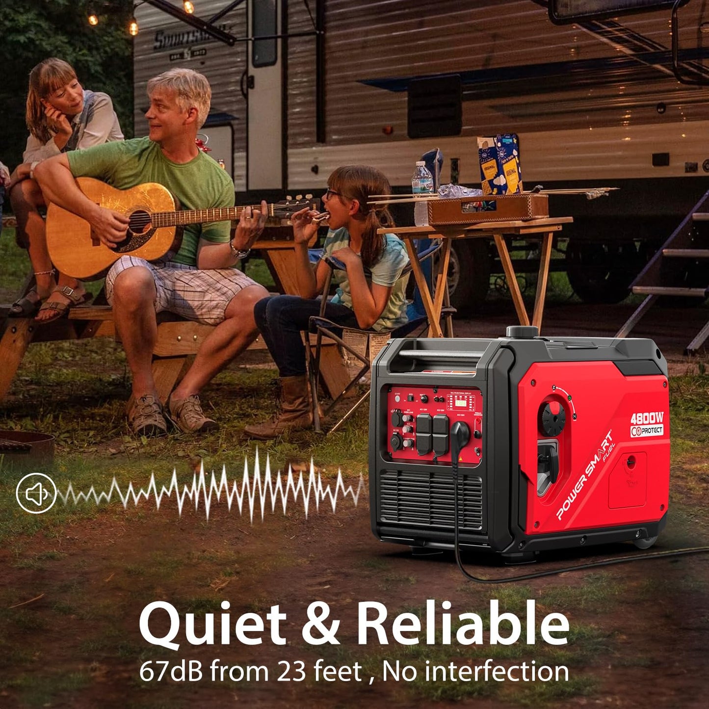 PowerSmart 4800-Watt Portable Inverter Generator with Electric Start, Super Quiet, Wheel Handle Kit, CO Protect, RV Ready, EPA Compliant