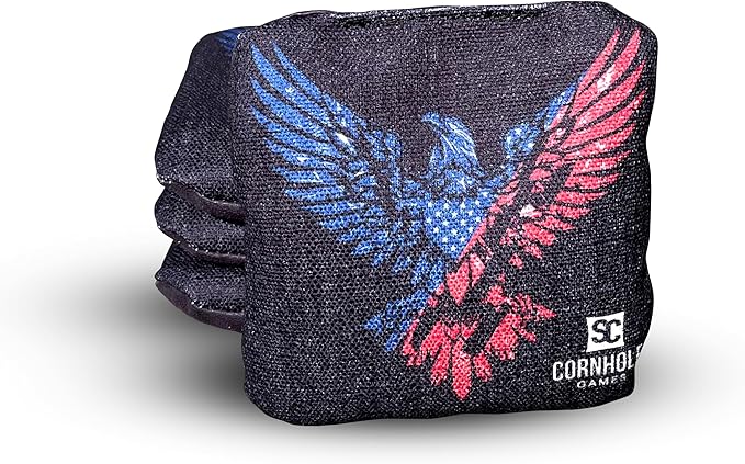 Professional Dual Sided Cornhole Bags- 16 oz 6x6 w/Premium Resin Fill - Official Tournament Slide/Stick Pro Bean Bags - Regulation/Approved