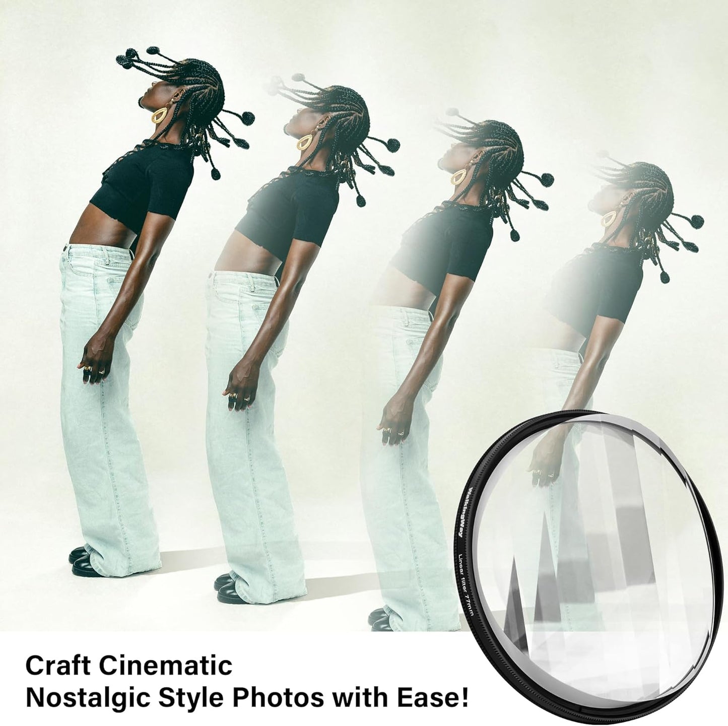 Walking Way 49mm Linear Prism Filter for Camera Lenses Creative Photography Premium Material with Foreground Blur