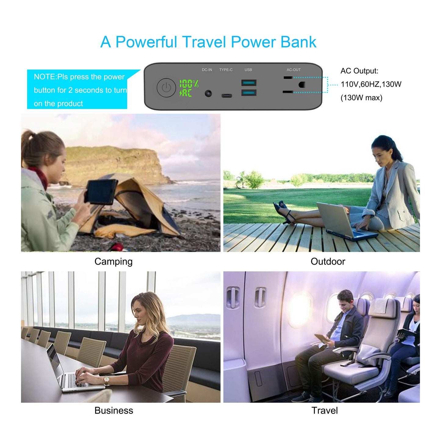 Volessence 27000mAh AC 130W Outlet Portable Laptop Charger (TSA-Approved), Travel Laptop Power Bank & External Battery Pack for MacBook, CPAP,Projector, Drone Headphone and More
