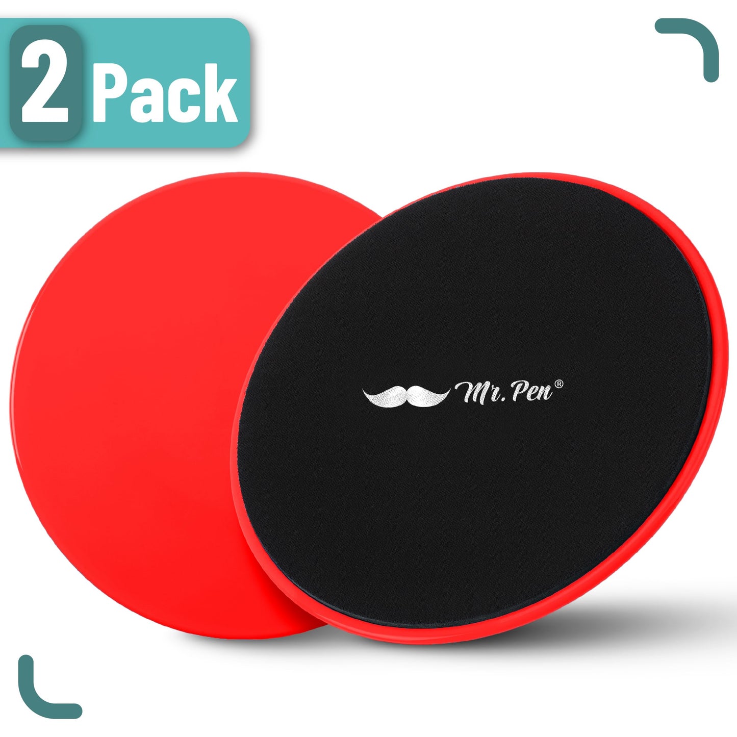 Mr. Pen- Core Exercise Sliders, Red, Dual Sided Fitness Slider Discs