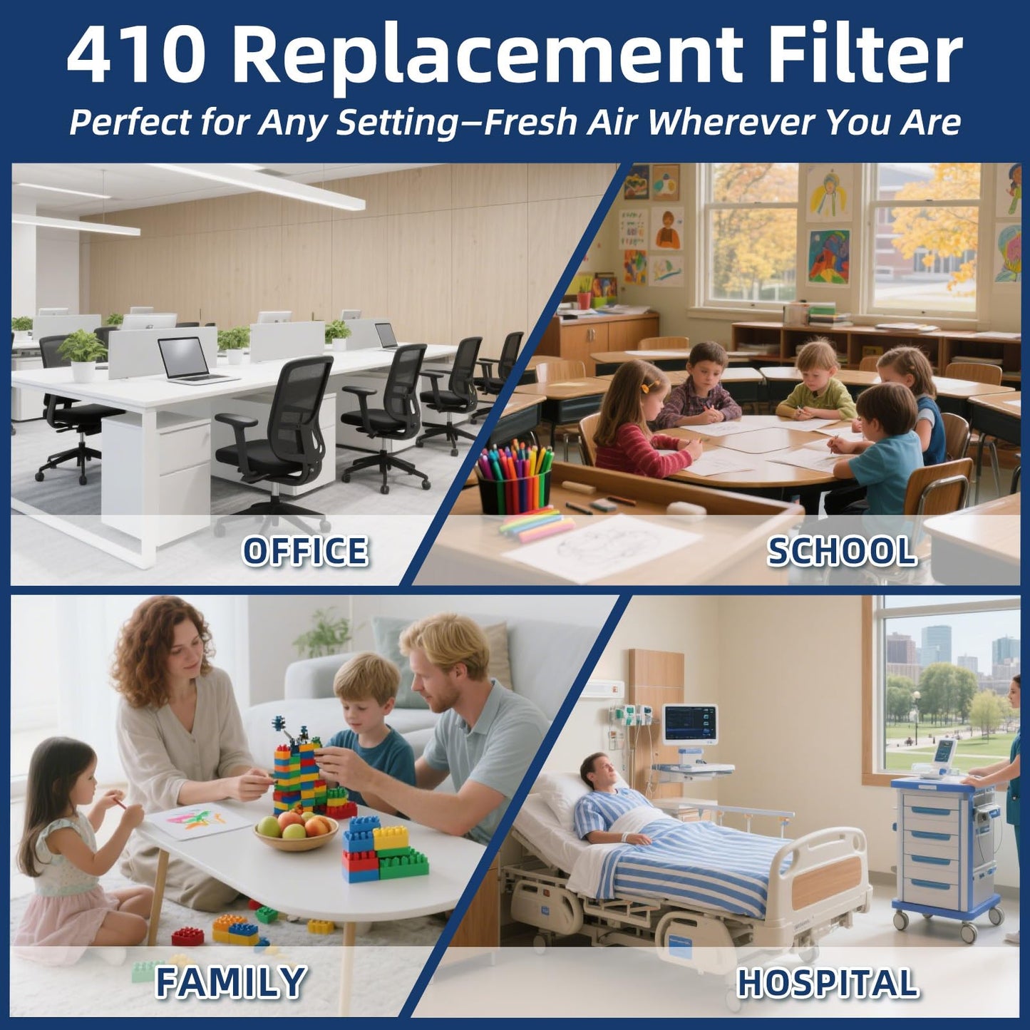 4 Pack, 410 Replacement Air Filter, MERV 11,Actual Size: 16"x28"x4", Nominal Size: 16x25x4, HVAC Furnace Filter, Compatible with AprilAire Models 4400, 3410, 2416, 2410, 1610, 1410
