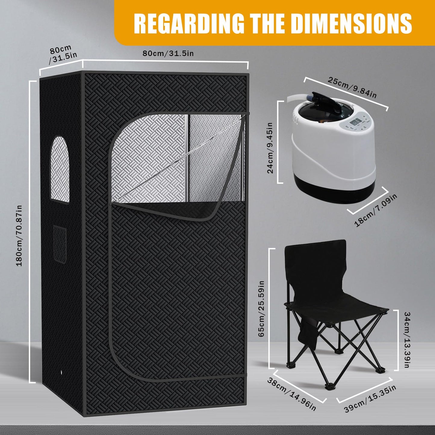 Nirvix Sauna Box, Portable Steam Sauna for Home with 1000W 3L Steamer, 9-Level Temperature Control & Remote, with Foldable Chair, for Relaxation, Detox & Indoor/Outdoor Use (2.6' x 2.6' x 5.9')