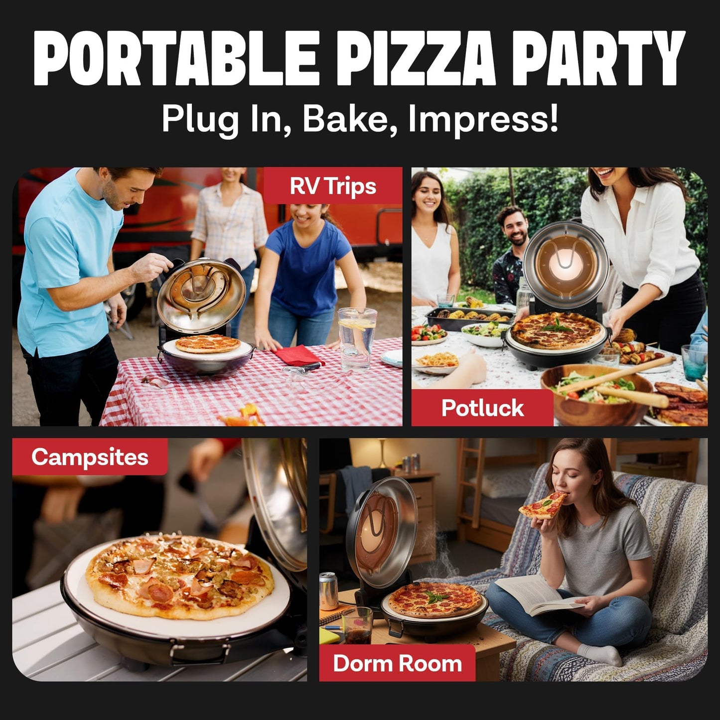 PIEZANO XL 14 Inch Electric Indoor Pizza Oven Heats up to 800˚F - Pizza Maker with Stone for Crispy Crust Pizza, Cooks in Under 6 Minutes, Countertop, Dual Heat Control, Peels & Scraper Included