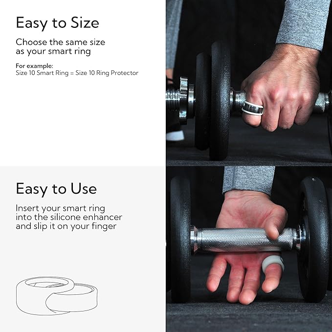 Rinfit Smart Ring Protector - Silicone Ring Enhancer for Active Lifestyle and Gym - StyleFit U.S. Design Patent - Stone, Size 6