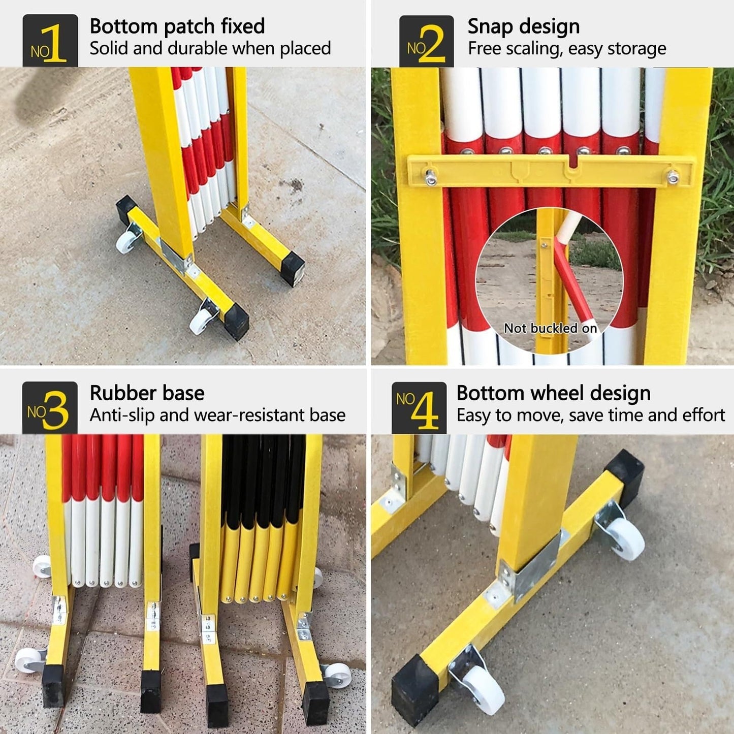 Barricade Expandable Mobile Barricade Industrial Safety Barrier Gate Outdoor Road Garage Construction Retractable(Red+White,1.2 * 2.5m)