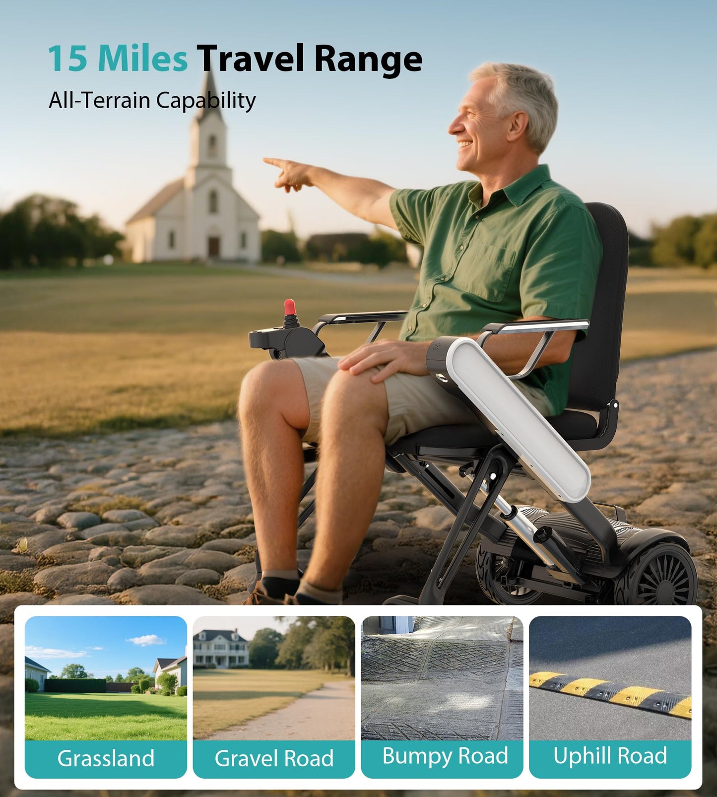 Goldseason Auto Folding Electric Wheelchairs for Adults - Smart APP Remote Control, 15 Miles Range Ultra Lightweight Motorized Wheelchair with Display Screen & Removable Battery, Airline Approved