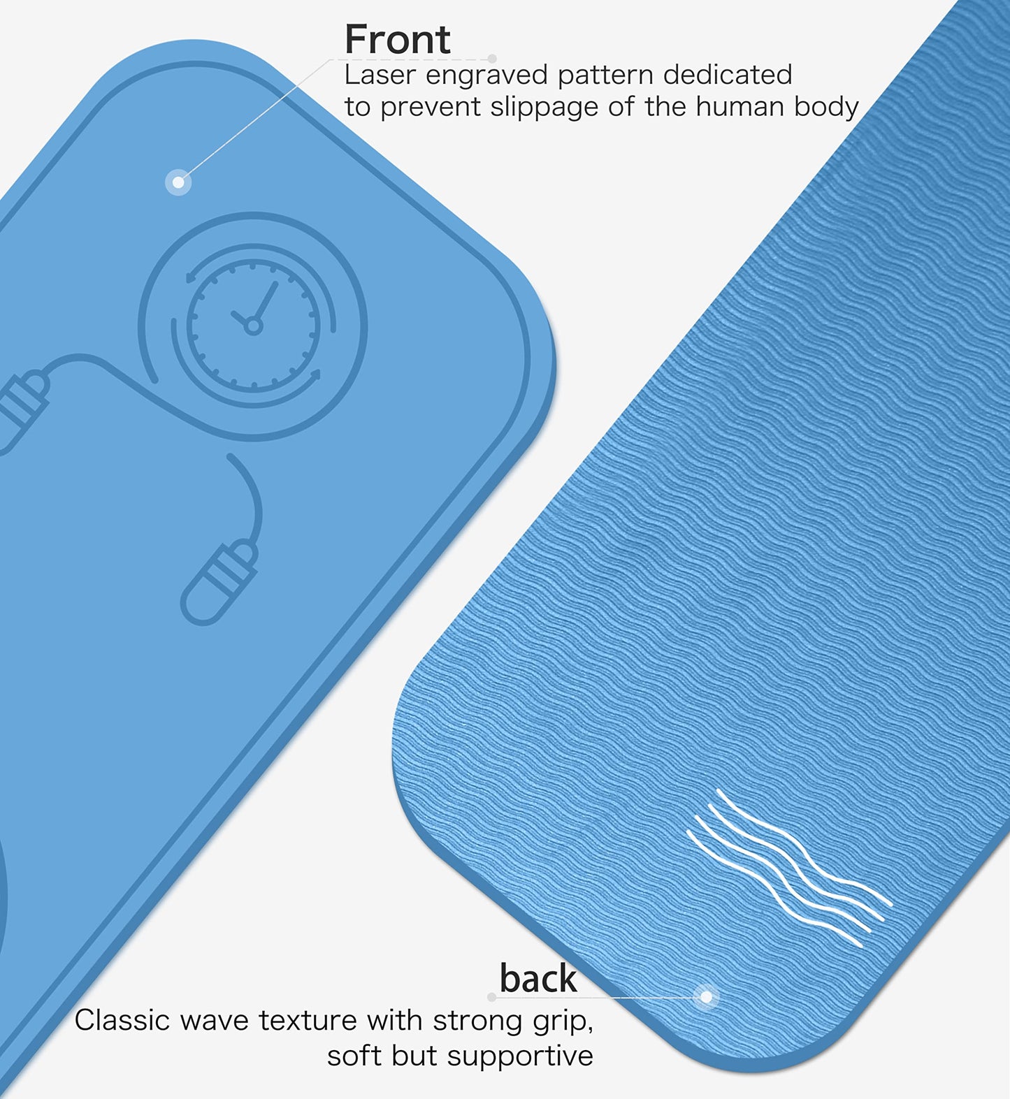 LERYG Jump Rope Mat Shockproof Exercise Skipping Mat All-Purpose Extra Thick High Density Anti-Tear Exercise Yoga Mat, Non Slip for Indoor and Outdoor in Light Blue