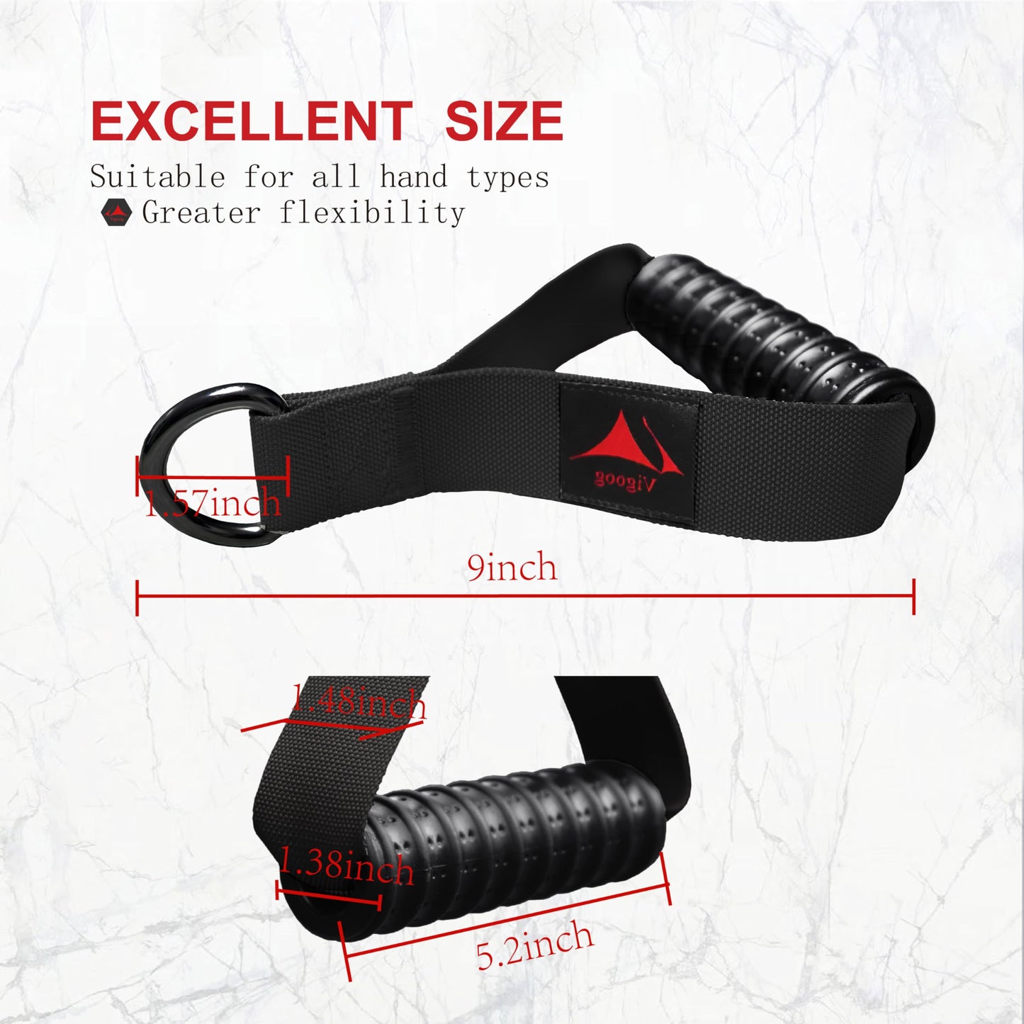 Vigoog Heavy Duty Exercise Handles, Ultra-Durable Rubber Workout Grip Attachments for Cable Machines, LAT Pulldown, Resistance Bands, Home Gym and Commercial Fitness Equipment (Carbon Black XR)