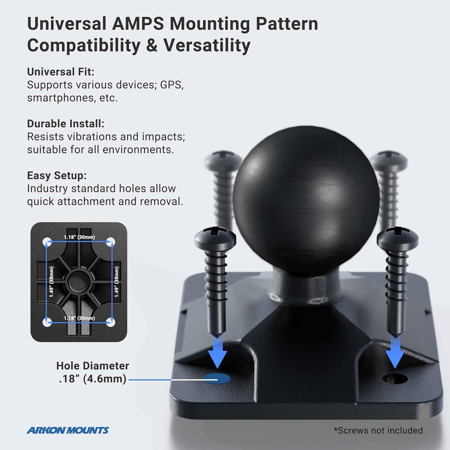 ARKON 7.25 inches Mounts - Car Phone Holder | Secure Grip | Heavy Duty | Drill Base Car Phone Mount | Spring-loaded