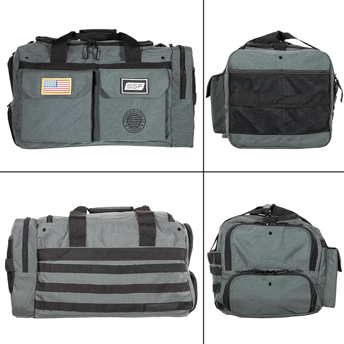 Serious Steel Fitness Gym Bag, 1000D Nylon Duffel Bag, Heavy Duty (Grey - Mid Bud 2.0)