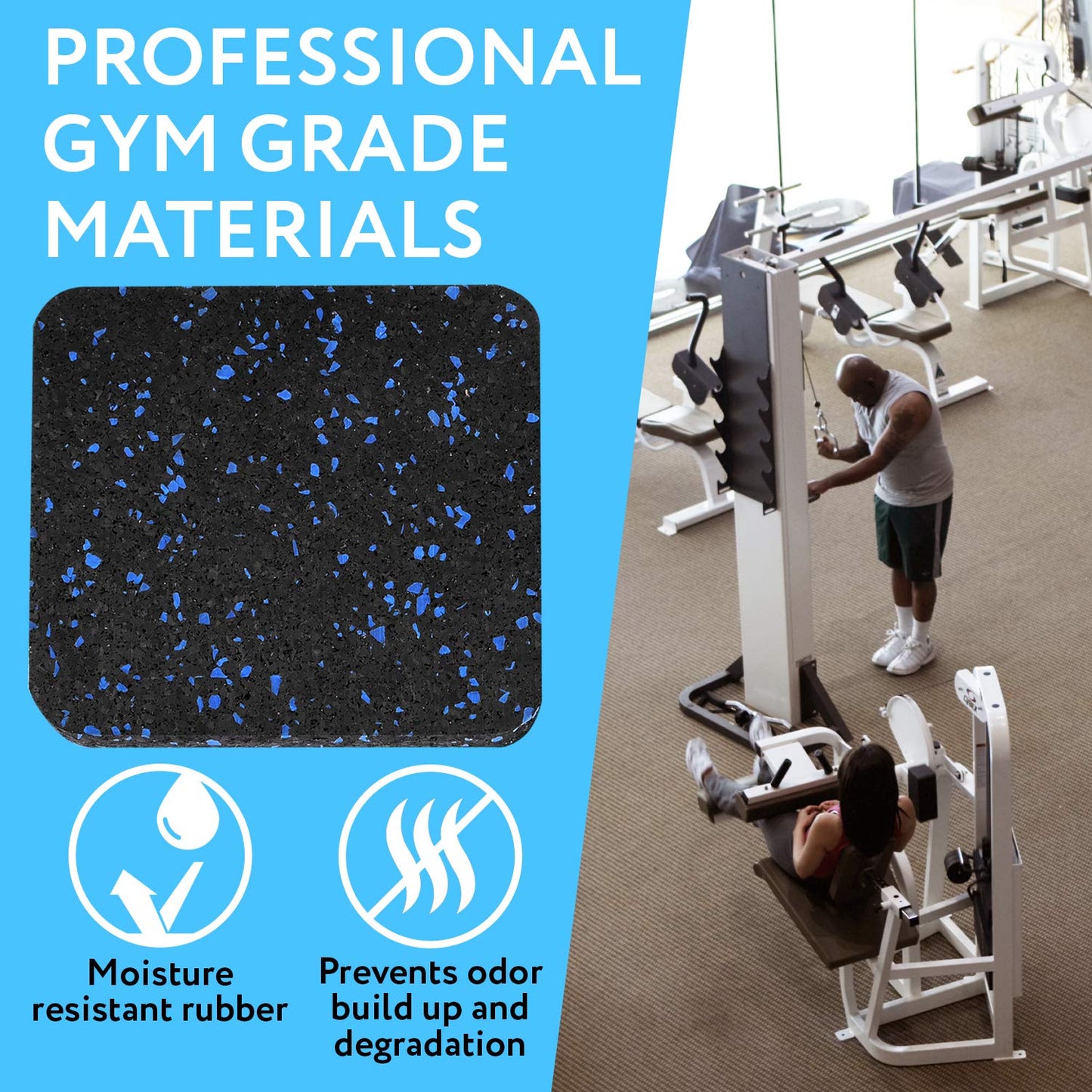 Impresa Rubber Floor Protectors for Walking Pad & Treadmill Pad - 4 x 4 x 0.5 in, 6-Pack - Anti-Vibration & Shock-Absorbing Mats - Workout Mats for Home Gym Equipment