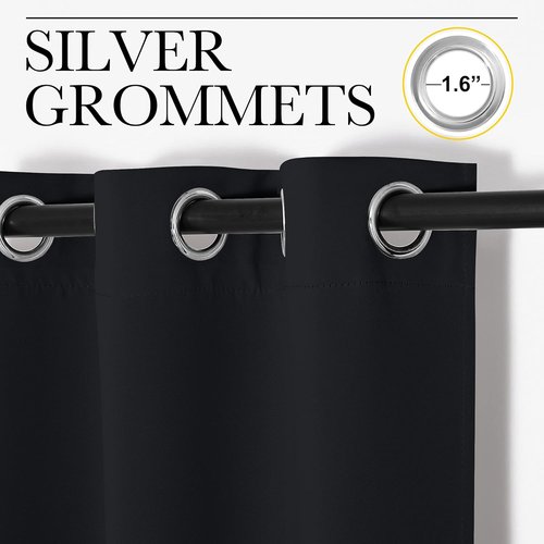 NICETOWN Blackout Curtains - Thermal Insulated Grommet Drapery Panels for Living Room | 2 Panels, 29" x 45", Black