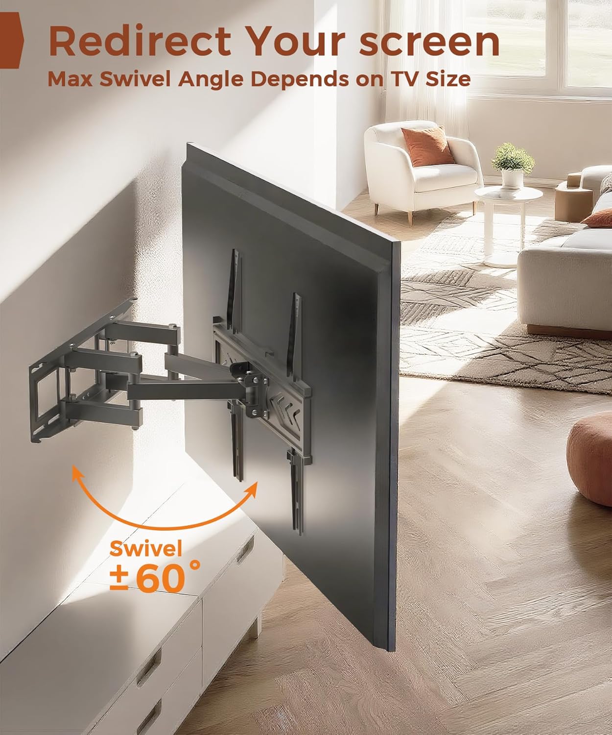 Solid As Mountain 50 55 65 inch 32-65 inch 400x400mm, 12" 16" 77 lbs TV Wall Mount for TVs, Full Motion Wall Mount TV