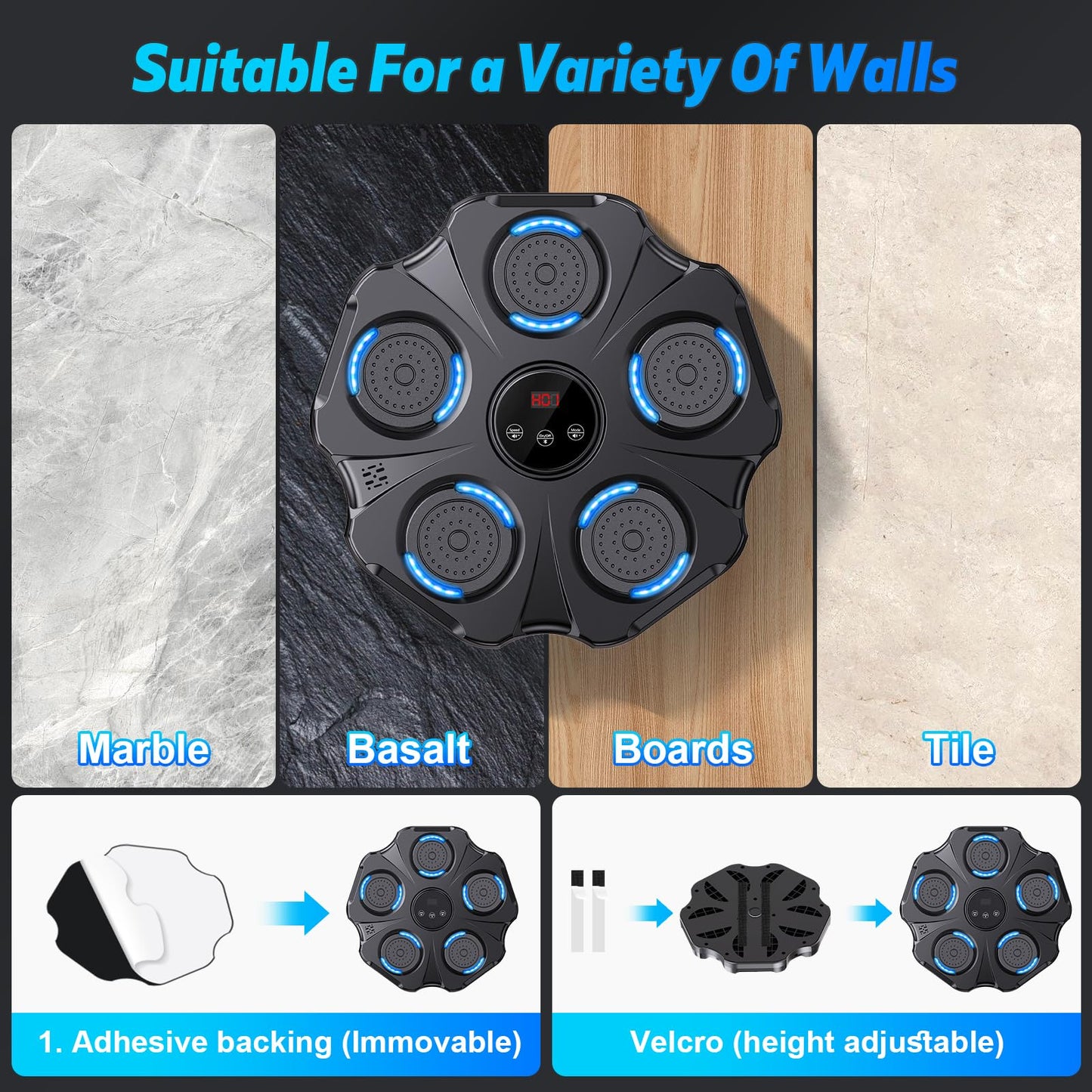 Vivedrre 2026 Upgraded Music Boxing Machine - Interactive Punching Trainer, Large Size Wall Mounted Electronic Boxing Target with Adult & Kids Gloves, 9 Modes & 9 Speeds for Adults & Kids