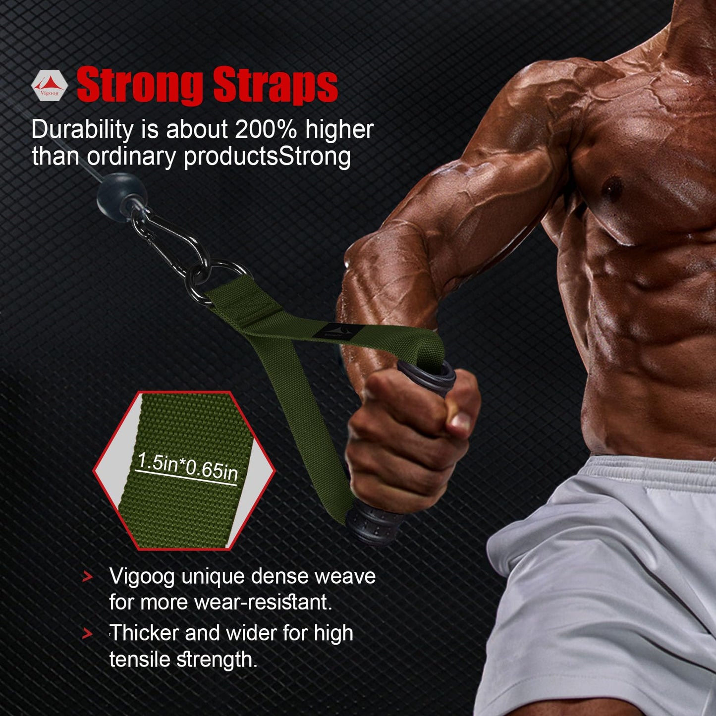 Vigoog Heavy Duty Gym Workout Handle Attachments - Powerful, Comfortable & Anti-Slip Rubber Exercise Grips for Cable Machines, Pulley Systems and Other Fitness Equipments