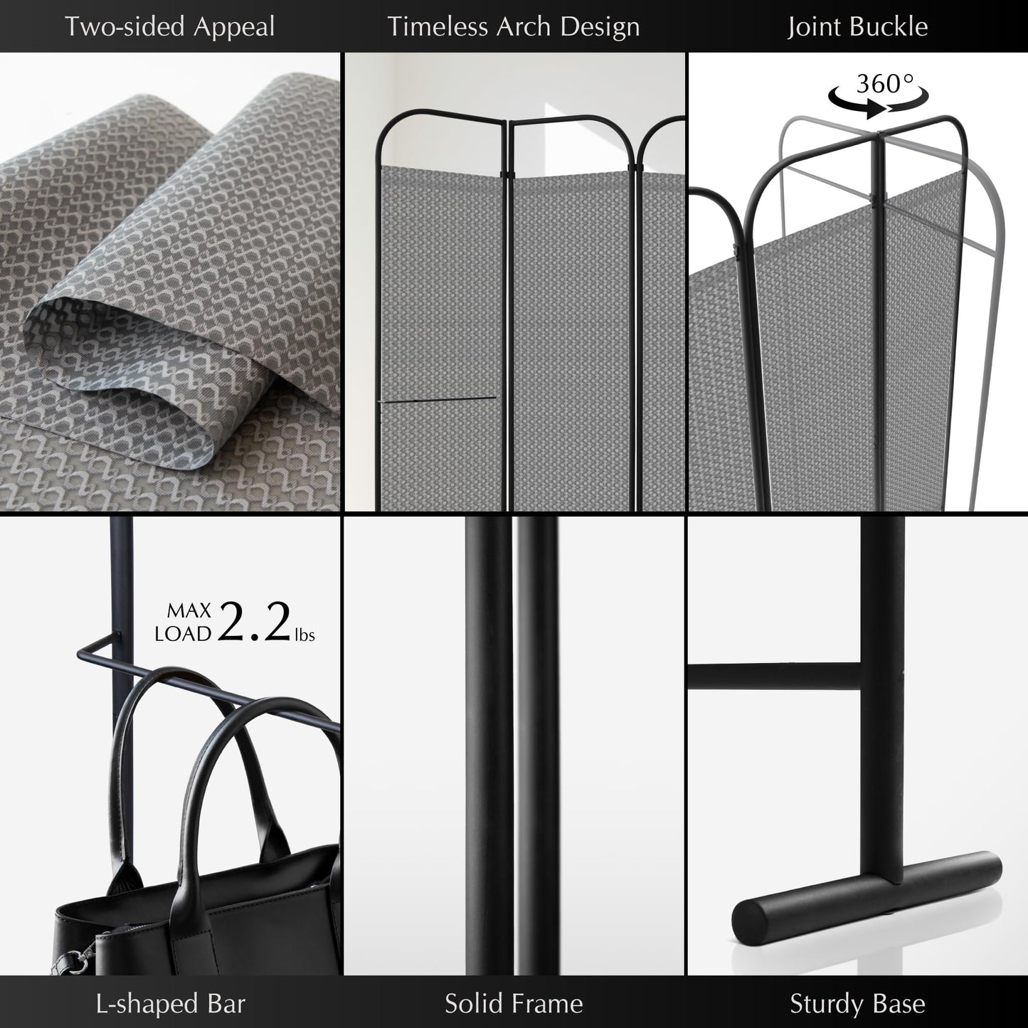 DECOLAB 4 Panel Room Dividers, Portable Privacy Separation Wall Panel for Home, Office, Studio, Bedroom, Light & Air Flow, 68" x 71", Jazz