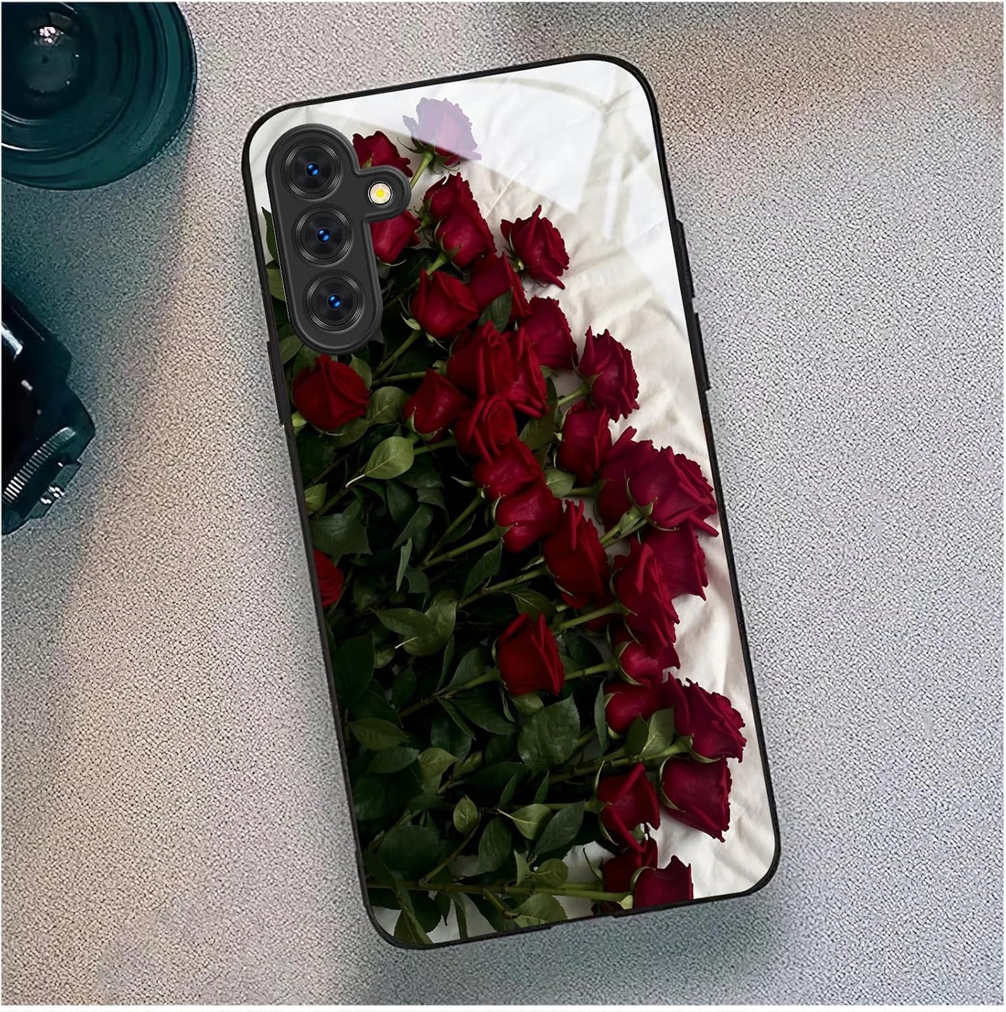 Aeronwen A55 6.6 inch for Samsung Galaxy Case Red Roses Bouquet Glossy Hard Case, Fade Resistant, Precise Cutout