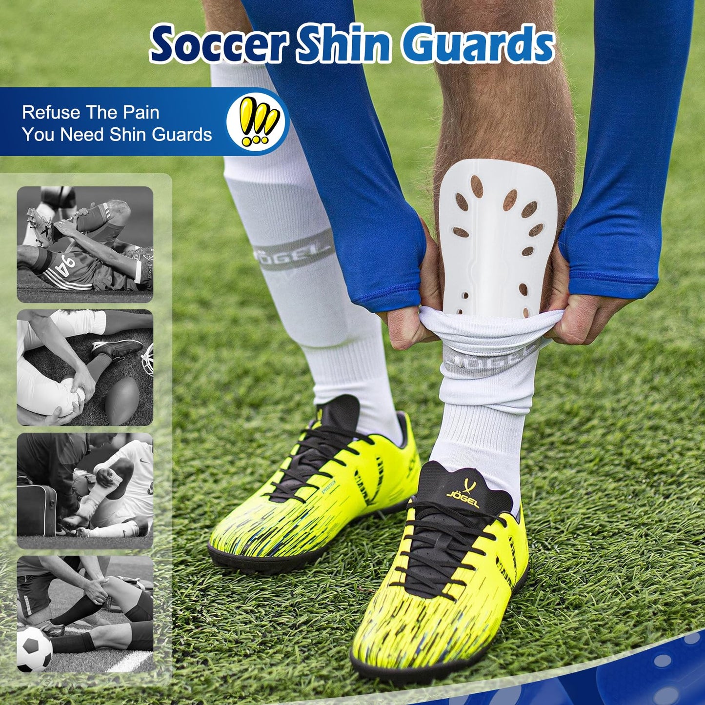 Soccer Shin Guards, 2 Pairs Soccer Shin Sleeves Superlight and Breathable Shin Guard Equipment for Boys and Girls, Protective Football Gear Shin Pads for Youth Teens Adults (Red and White, Large)