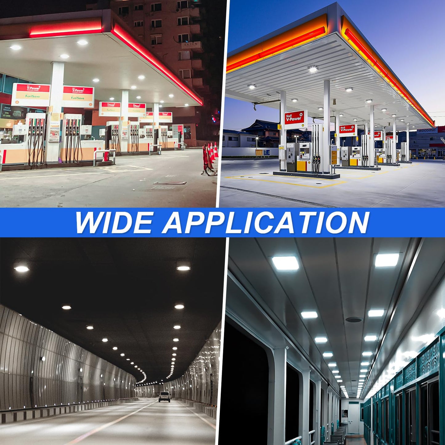OSTEK 240W LED Canopy Light, 33,600LM 5700K, IP65 Waterproof Super Slim Gas Station Light, 1000W HID/HPS Equivalent, Surface Mount Fixture for Parking Lots, Warehouses, Airports, 100-277V
