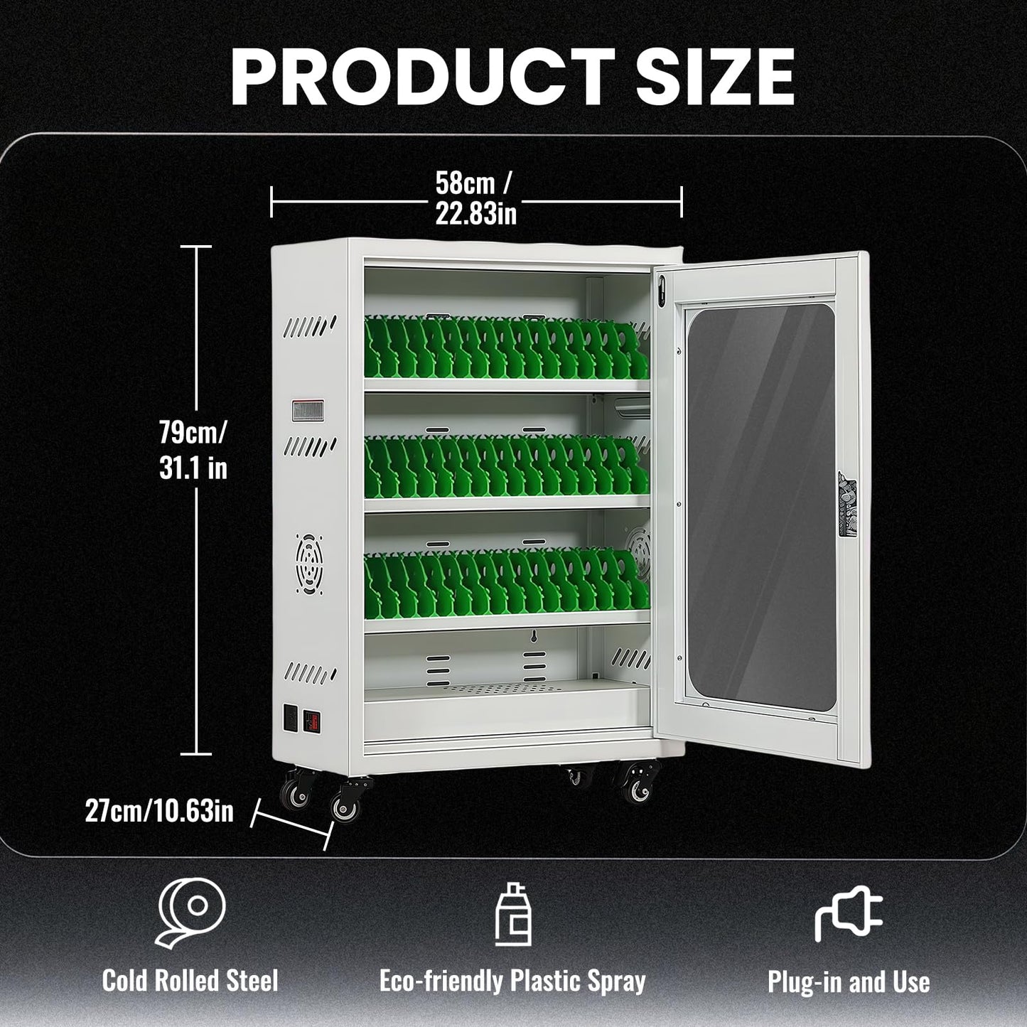 rcqeuiol 50 Device Cell Phone Charging Stations, Mobile Phone Charging Cabinet, Cellphone USB Charging Station Lockers, Rechargeable Cellphone Locker Storage Charging Station (White, 50 Slots)