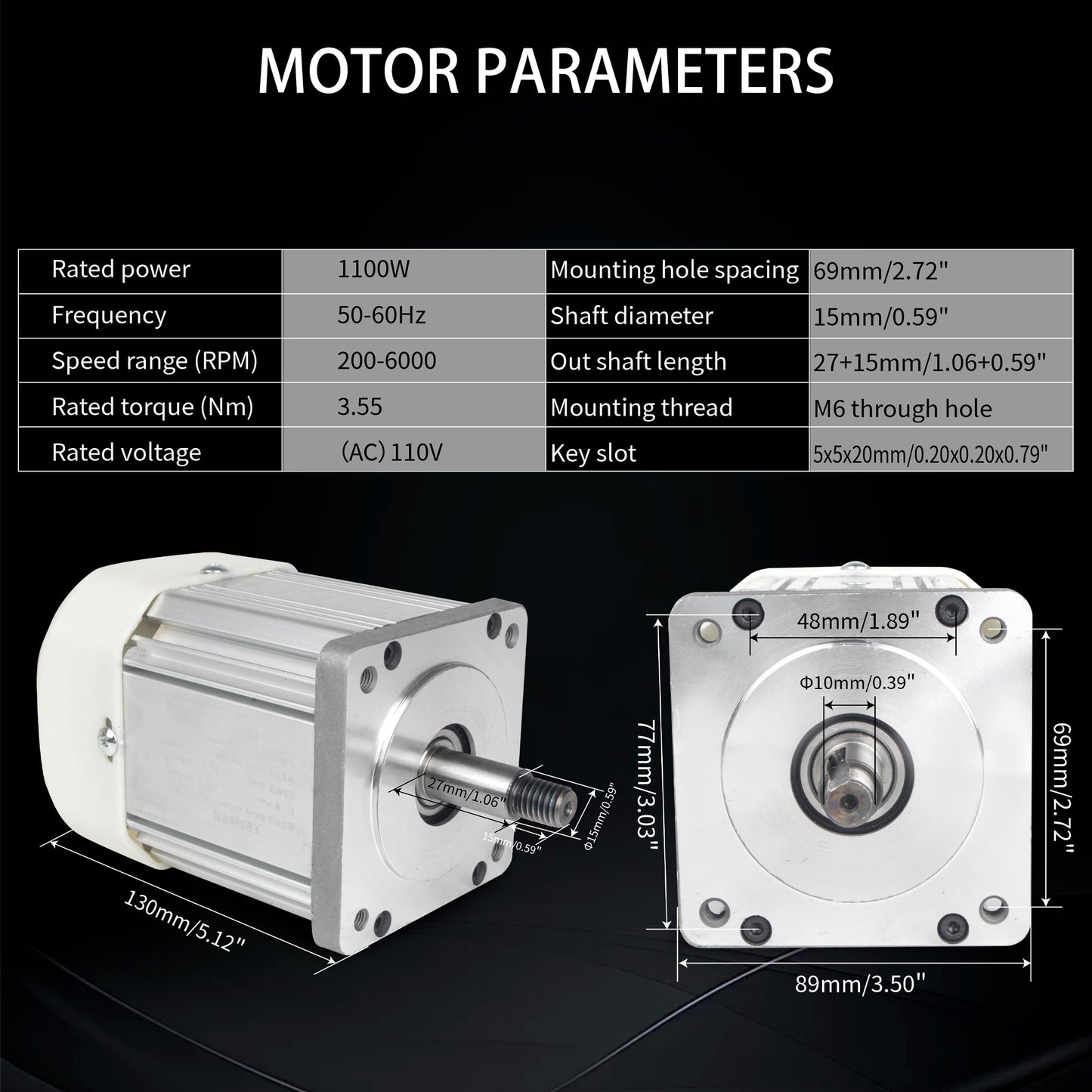 CNCTOPBAOS 1100W AC Servo Motor Kit 110V, 1.1KW 1.5HP 3.55N.m 89mm Flange 15mm Thread Shaft, 200-6000RPM Speed Adjustable CW/CCW Permanent Magnet Brushless Servo Controller for Lathe Milling Machine