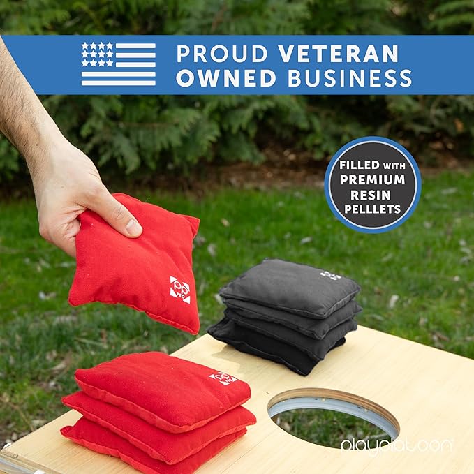 Professional Cornhole Bags - Set of 8 Regulation All Weather Double Sided - Sticky Side/Slick Side Bean Bags for Pro Corn Hole Game