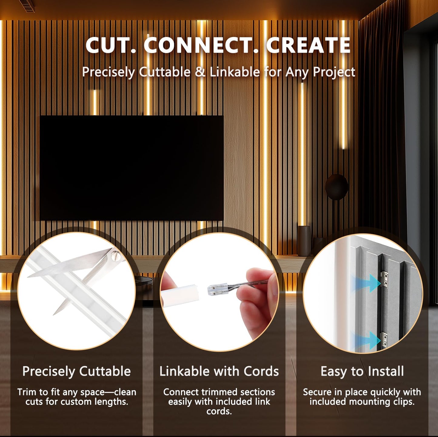 V4light 16.4ft Smart Silicone LED Strip for Recessed Lighting, 2700K-6500K CCT, CRI90+ Dot-Free, Works with Alexa, App&Remote, Cuttable & Dimmable, Clip Mount for Wood Slat Wall, Under Cabinet, Stairs